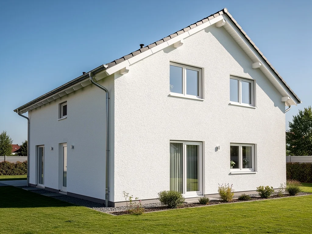 Maison individuelle isolée par l'extérieur avec enduit blanc taloché